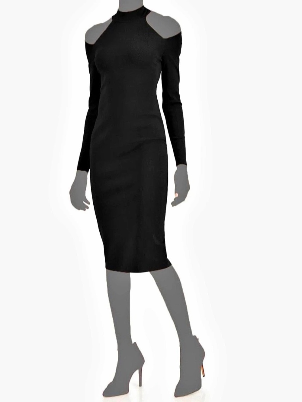 INC International Concepts Black Shoulder Cutout Midi Dress Size Large Like New